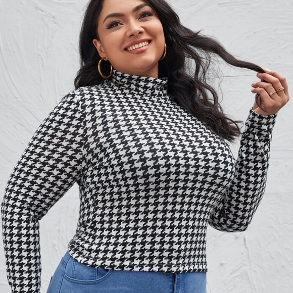 Tops - 💋Buy2 Get1 FREE Houndstooth knit top shirt